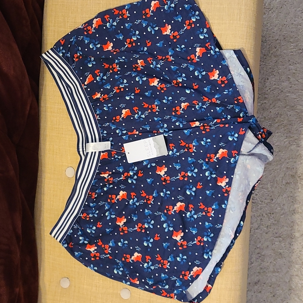 Blue Floral Pajama Shorts Sleep by Cacique Size 14/16